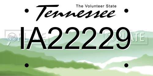IA22229 Tennessee License Plate
