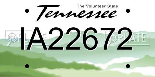 IA22672 Tennessee License Plate