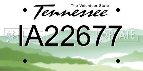 IA22677 Tennessee License Plate
