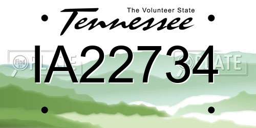 IA22734 Tennessee License Plate