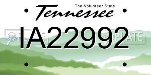 IA22992 Tennessee License Plate