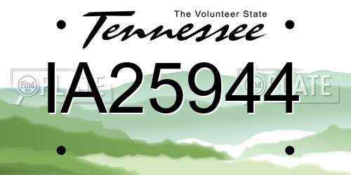 IA25944 Tennessee License Plate