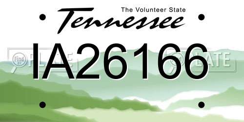 IA26166 Tennessee License Plate