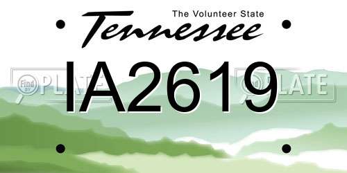 IA2619 Tennessee License Plate