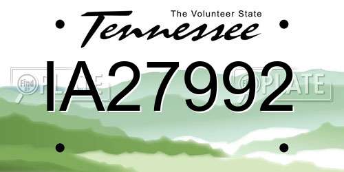 IA27992 Tennessee License Plate