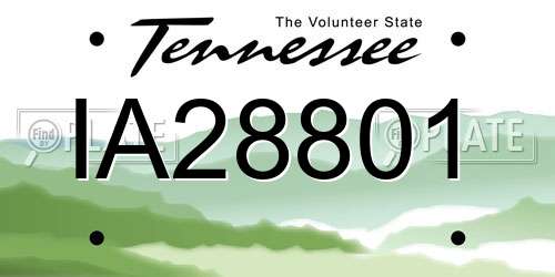 IA28801 Tennessee License Plate