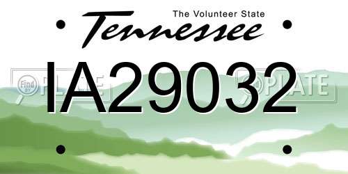 IA29032 Tennessee License Plate