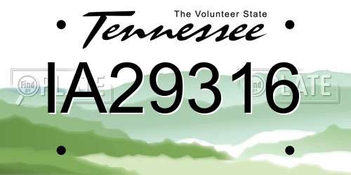 IA29316 Tennessee License Plate