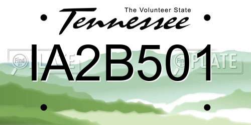 IA2B501 Tennessee License Plate