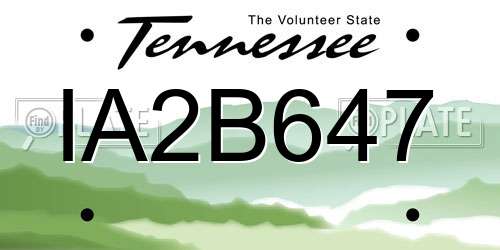 IA2B647 Tennessee License Plate