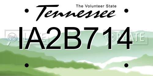 IA2B714 Tennessee License Plate