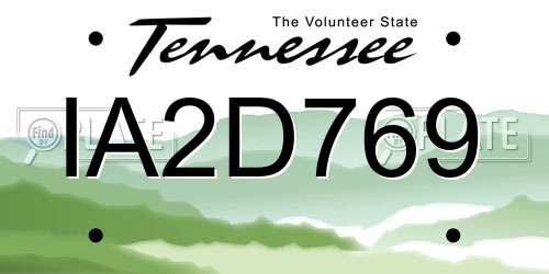 IA2D769 Tennessee License Plate