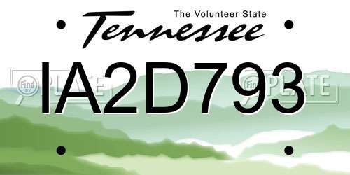 IA2D793 Tennessee License Plate