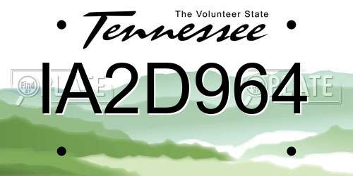 IA2D964 Tennessee License Plate