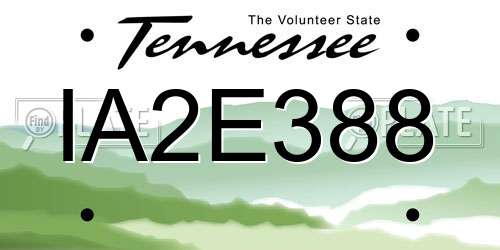 IA2E388 Tennessee License Plate