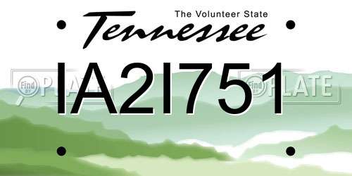 IA2I751 Tennessee License Plate