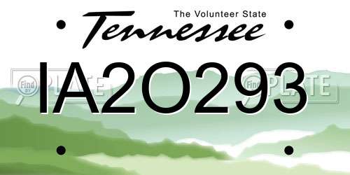 IA2O293 Tennessee License Plate