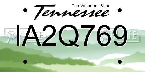 IA2Q769 Tennessee License Plate