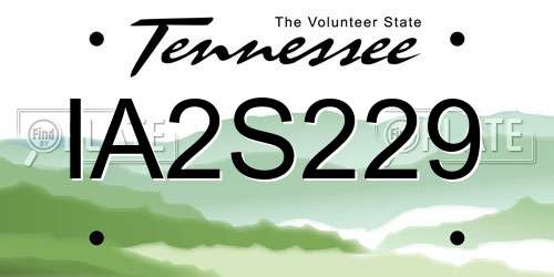IA2S229 Tennessee License Plate