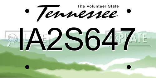 IA2S647 Tennessee License Plate