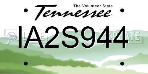 IA2S944 Tennessee License Plate