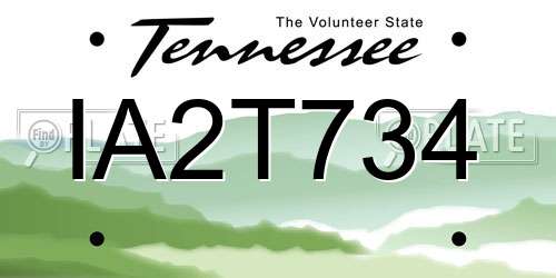 IA2T734 Tennessee License Plate