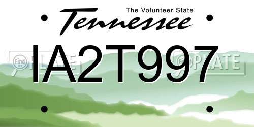 IA2T997 Tennessee License Plate