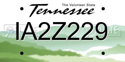 IA2Z229 Tennessee License Plate