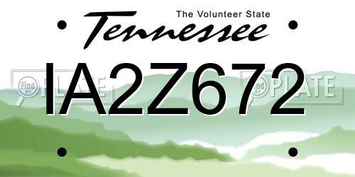 IA2Z672 Tennessee License Plate