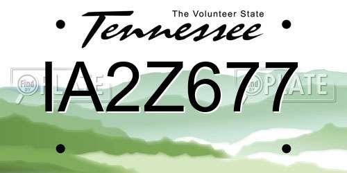 IA2Z677 Tennessee License Plate