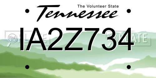 IA2Z734 Tennessee License Plate