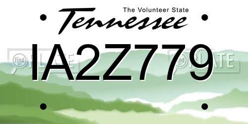 IA2Z779 Tennessee License Plate