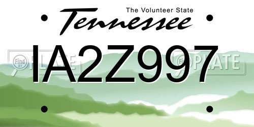 IA2Z997 Tennessee License Plate