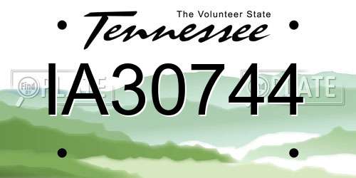 IA30744 Tennessee License Plate