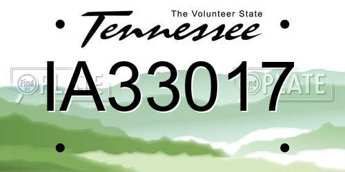 IA33017 Tennessee License Plate