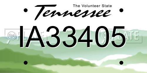 IA33405 Tennessee License Plate
