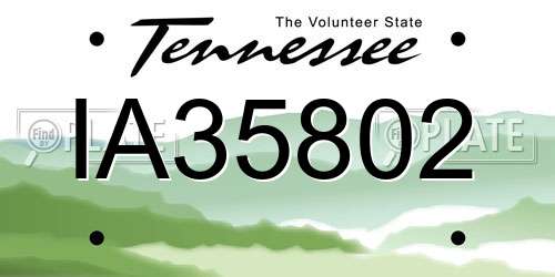 IA35802 Tennessee License Plate