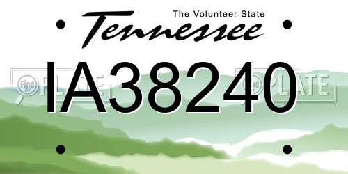 IA38240 Tennessee License Plate