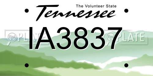 IA3837 Tennessee License Plate