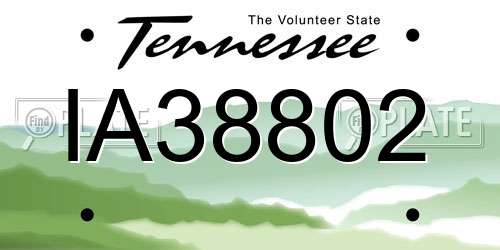 IA38802 Tennessee License Plate