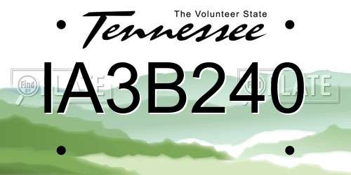 IA3B240 Tennessee License Plate
