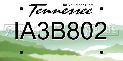 IA3B802 Tennessee License Plate