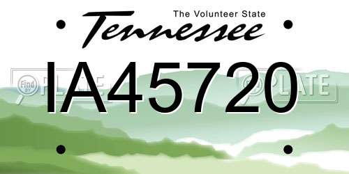 IA45720 Tennessee License Plate