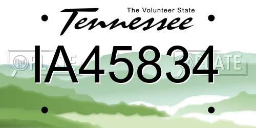 IA45834 Tennessee License Plate
