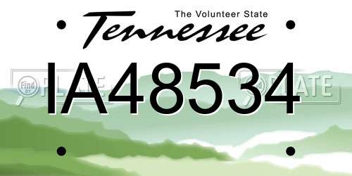 IA48534 Tennessee License Plate