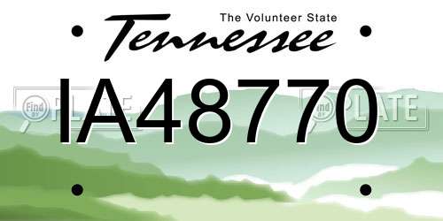 IA48770 Tennessee License Plate