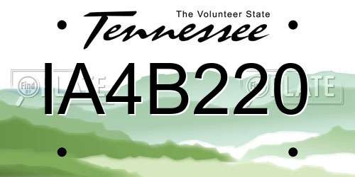 IA4B220 Tennessee License Plate