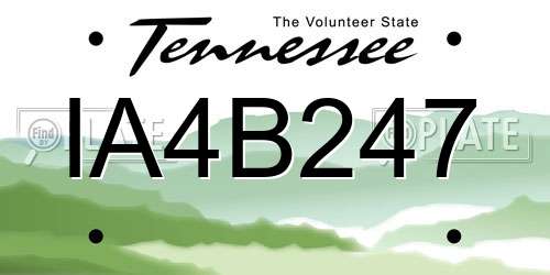 IA4B247 Tennessee License Plate