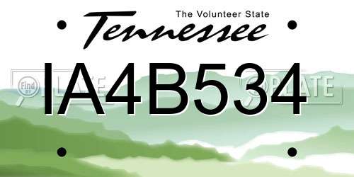 IA4B534 Tennessee License Plate
