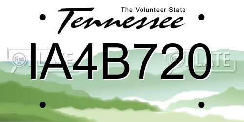 IA4B720 Tennessee License Plate
